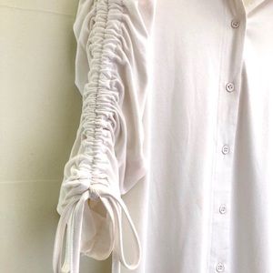 White Jersey Misguided Ruched Sleeve Dress